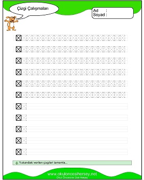okul öncesi çizgi çalışma sayfaları